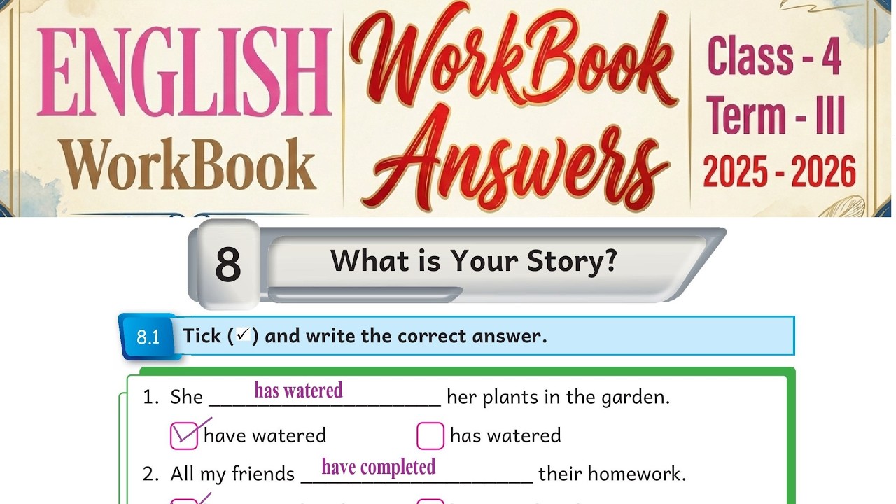 Class 4 English Term 3 Workbook | Lesson 8: What is Your Story? | 2025-26 Answers