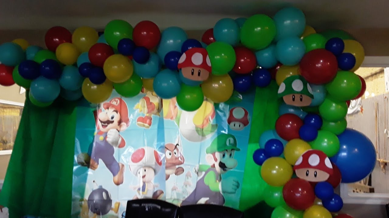 DECORACION DE MARIO BROS 🍄 ARCO DE GLOBOS PARA CUMPLEAÑOS DE MARIO BROS 🎈  