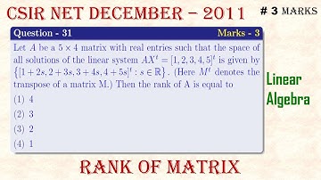 CSIR NET Mathematics December-2011| Linear Algebra, Q-31; Part B| Rank of Matrix #mathtecz