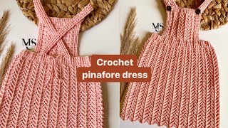 Crochet pinafore dress pattern | 4 years old size pinafore dress