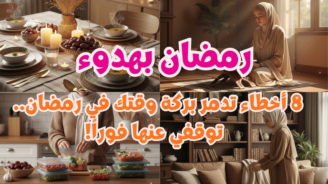  كيف نعيش رمضان بهدوء 8 أخطاء تدمر بركة وقتك في رمضان.. توقفي عنها فوراً! سكر الدنيا 🩷