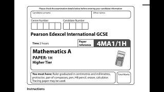 IGCSE Pearson Edexcel Mathematics June 2022 1H Paper (Part 1 of 4) screenshot 2