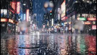 Cyberpunk Japan Rain Sounds 🌧️ Future Smart City Ambient Rain - No Thunder