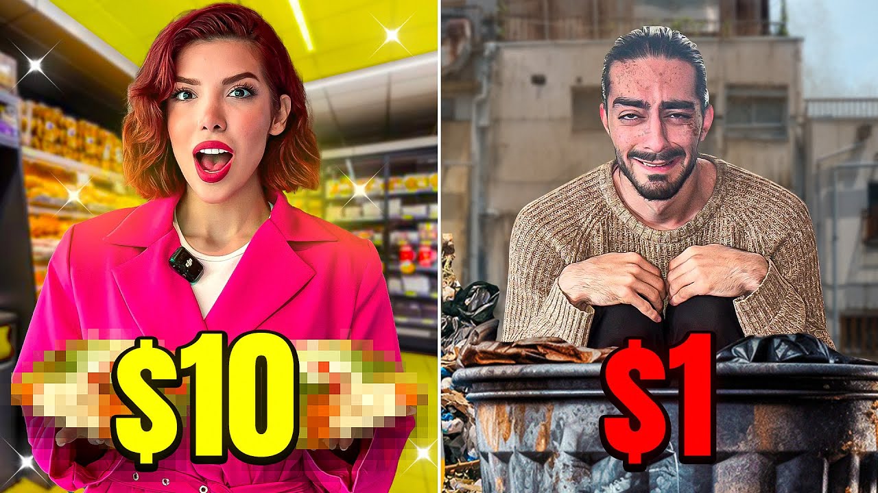 چالش ۲۴ ساعت زندگی با ۱ دلار و ۱۰ دلار❌💵