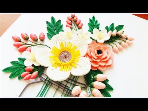 paper quilling flower for beginner learning video 24 paper flower card paper quilling flower videos