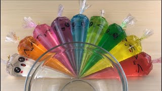 Making “Pure Rainbow Clear Slime With Funny Piping Bags | Asmr Slime Video # 0057
