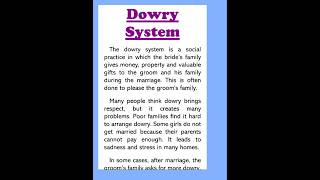Dowry System Essay Writing in English 180 Words Paragraph or Speech