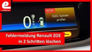 ELEC System prüfen - Fehlermeldung löschen | Renault ZOE | www.e-mike.net