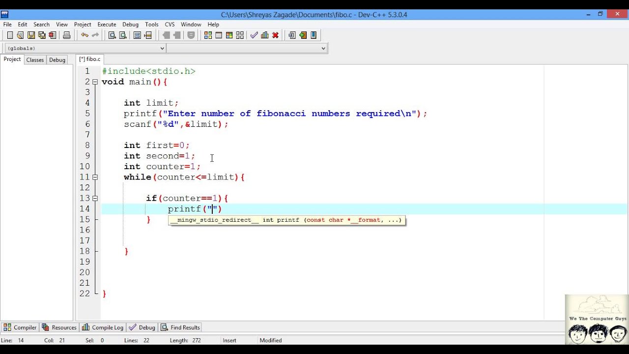 Write a program for fibonacci series in c using recursion