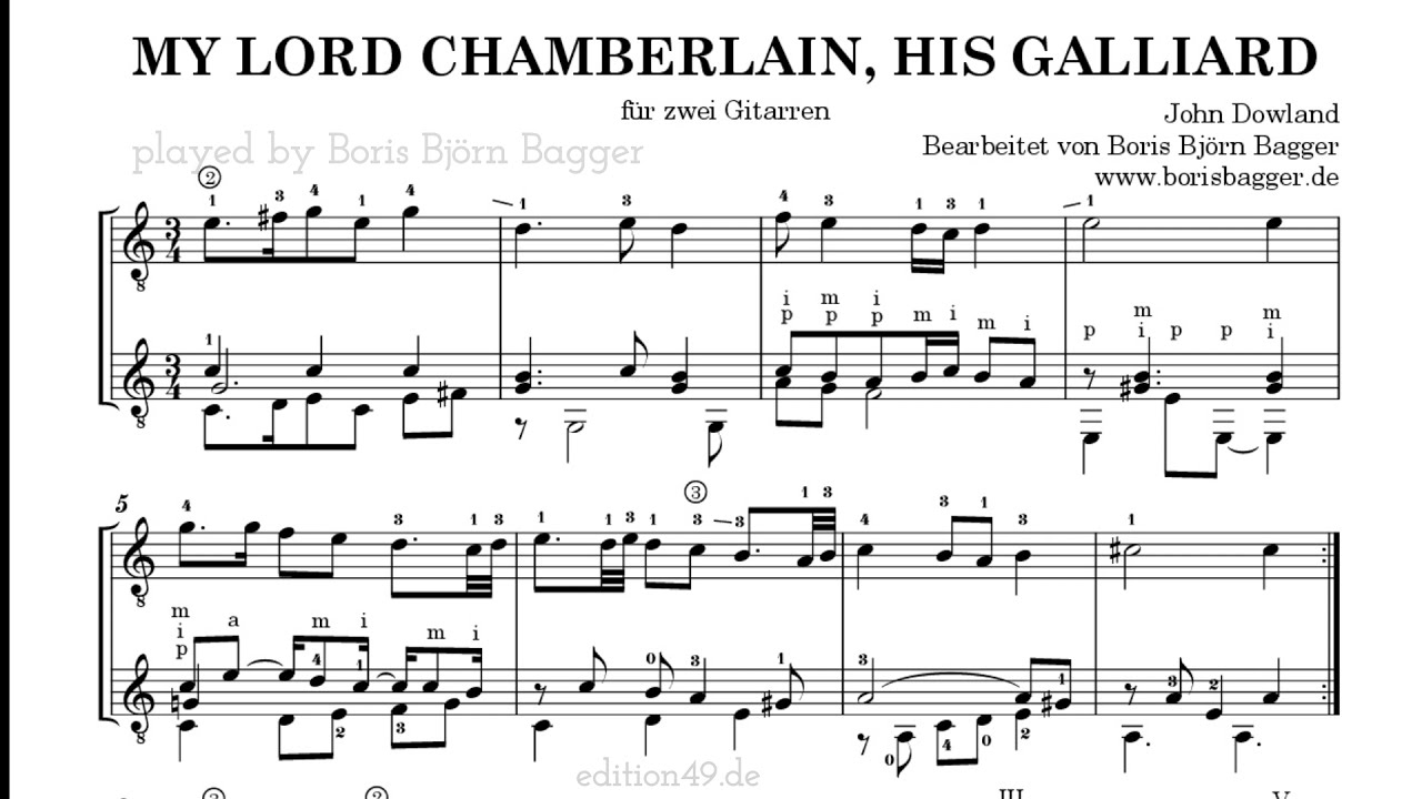 John Dowland My Lord Chamberlain His Galliard Boris Björn Bagger classical guitar Gitarre