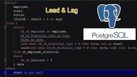 PostgreSQL use Lead and Lag to get information between dates