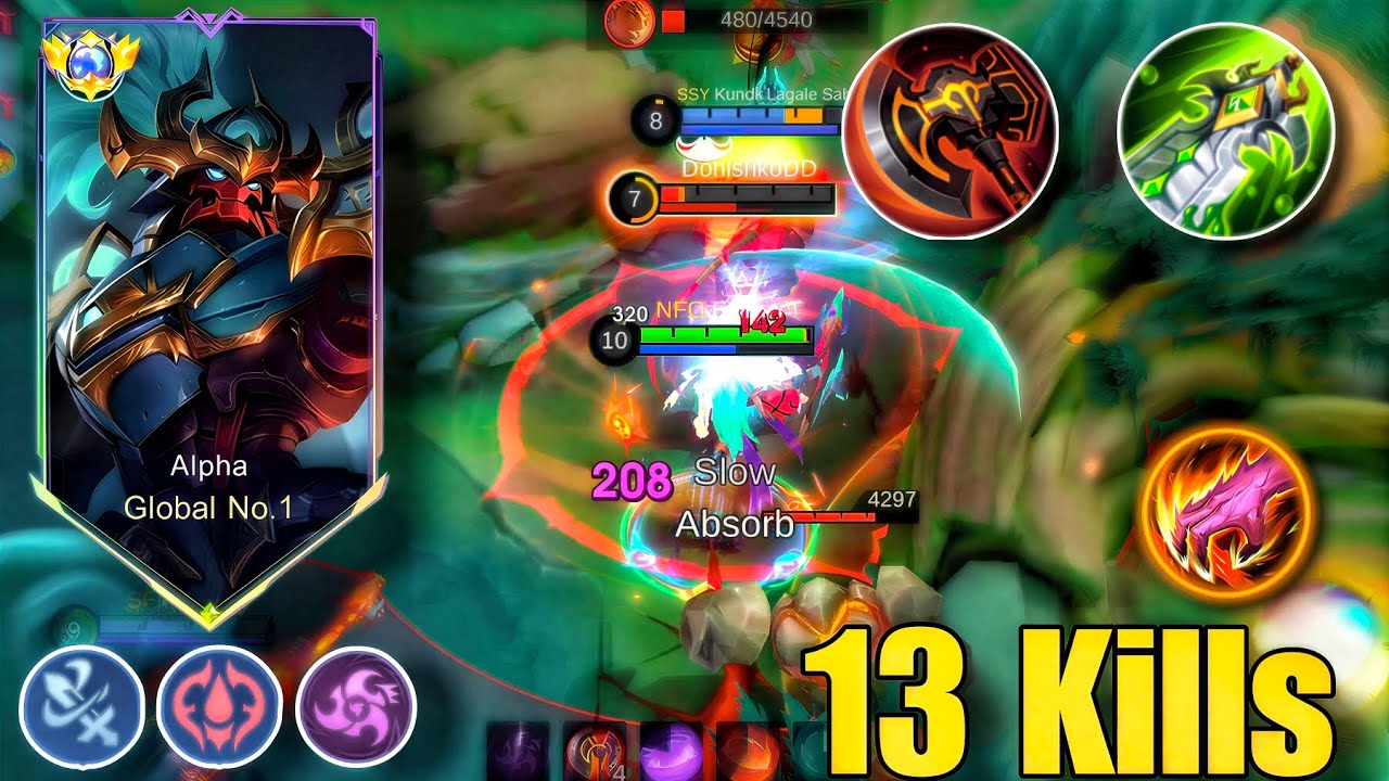 13 Alpha in Mythic Rank 12 Stars Best Build | Gameplay MLBB