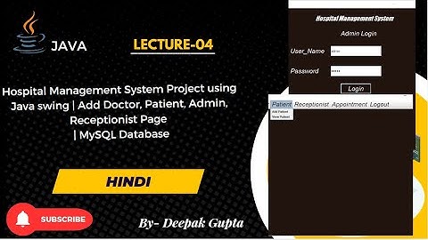 04. Hospital Management System Project using Java swing |Admin Dashboard | MySQL Database | eclipse
