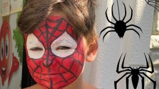 Spiderman Yüz Boyama . Örümcek Adam Yüz Boyama