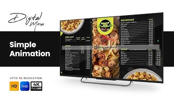 Simple Animation | Horizontal Screen | Digital Menu | Digital Signage | Digital Menu Board
