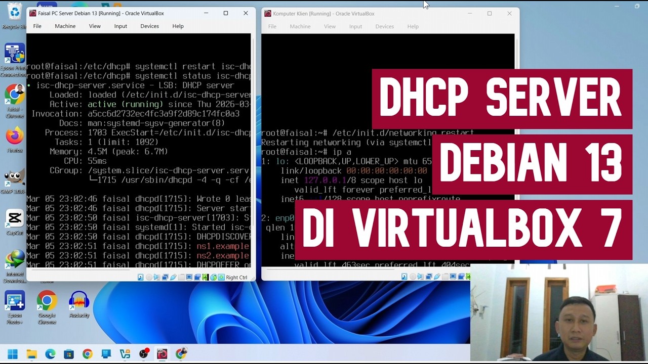 Langkah demi Langkah Setup DHCP Server Debian 13 di VirtualBox - YouTube