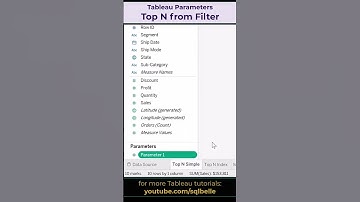 #Tableau #Parameters Top N from Filter #tableautips #tableaututorial  #tableaudesktop #calculations