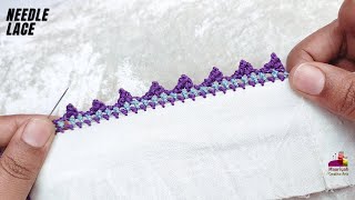 🧵 Needle Lace With Beautiful 2-Color Threads | Quick &amp; Easy 🧵 Sui Dhage se Lace Banaye नीडल लेस 997