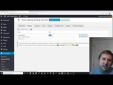 Running a "Sanity Check" backup with Total Upkeep