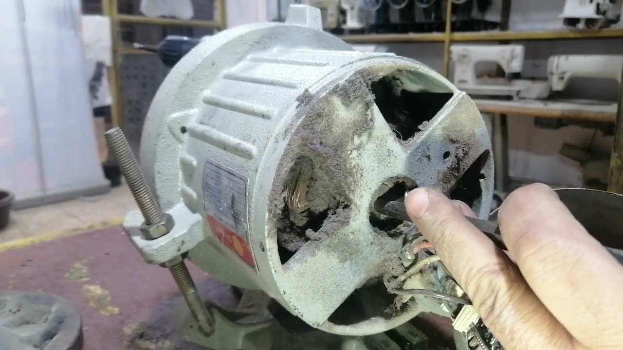 تصلح ماطور مكينه الصناعي Repairing the sewing machine trailer part 1