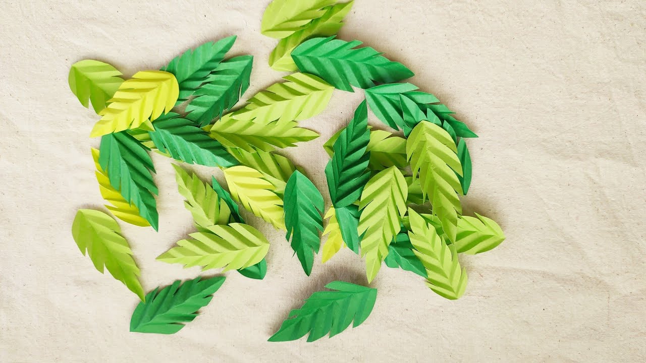 how to make paper flower leaves/paper leaves craft - DIY easy paper ...