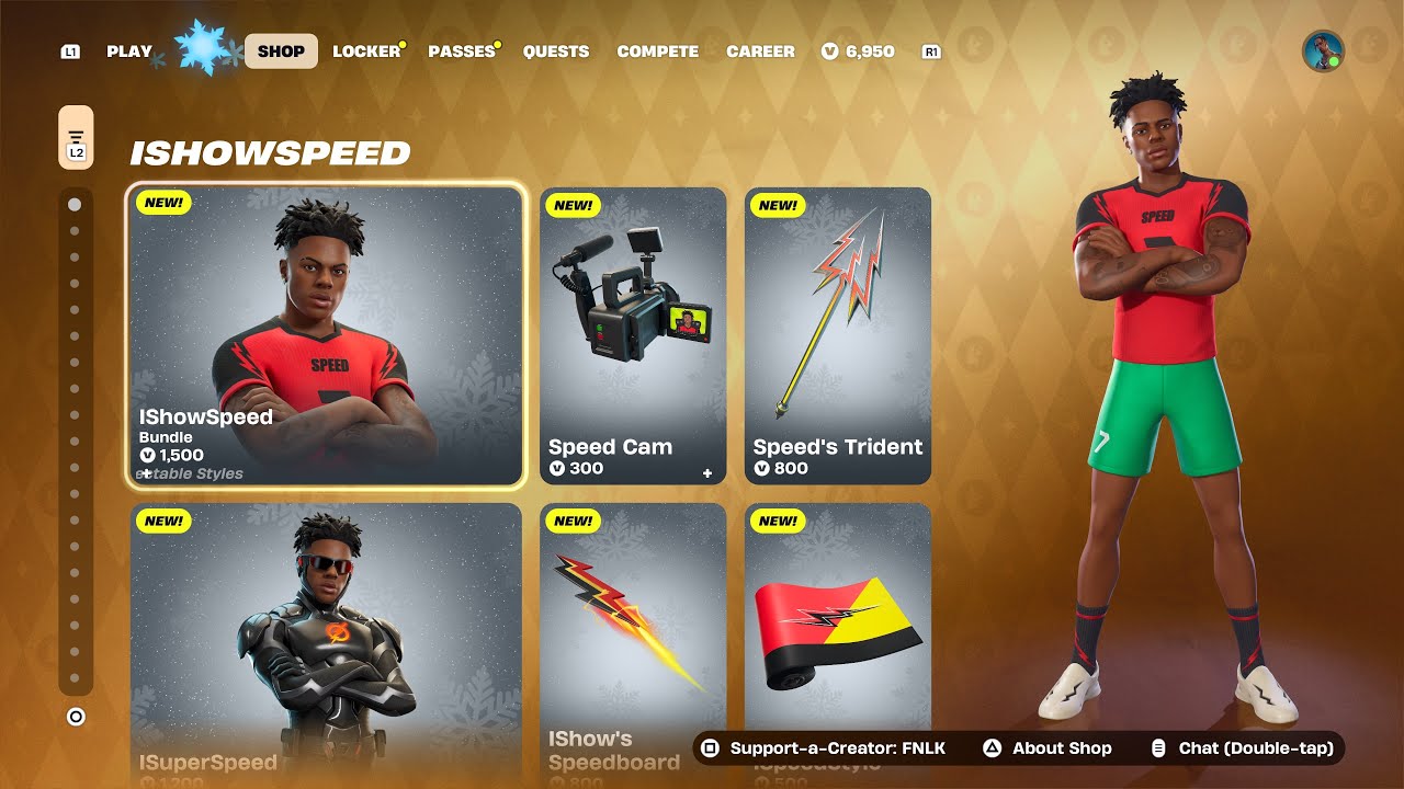 FORTNITE: ** MUST SEE ICON SERIES ISHOWSPEED 10 ITEM BUNDLE! ** ITEM SHOP 12/24/25