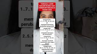 tanggal lahir banjir rezeki dan keberuntungan di tahun 2026 #tarot