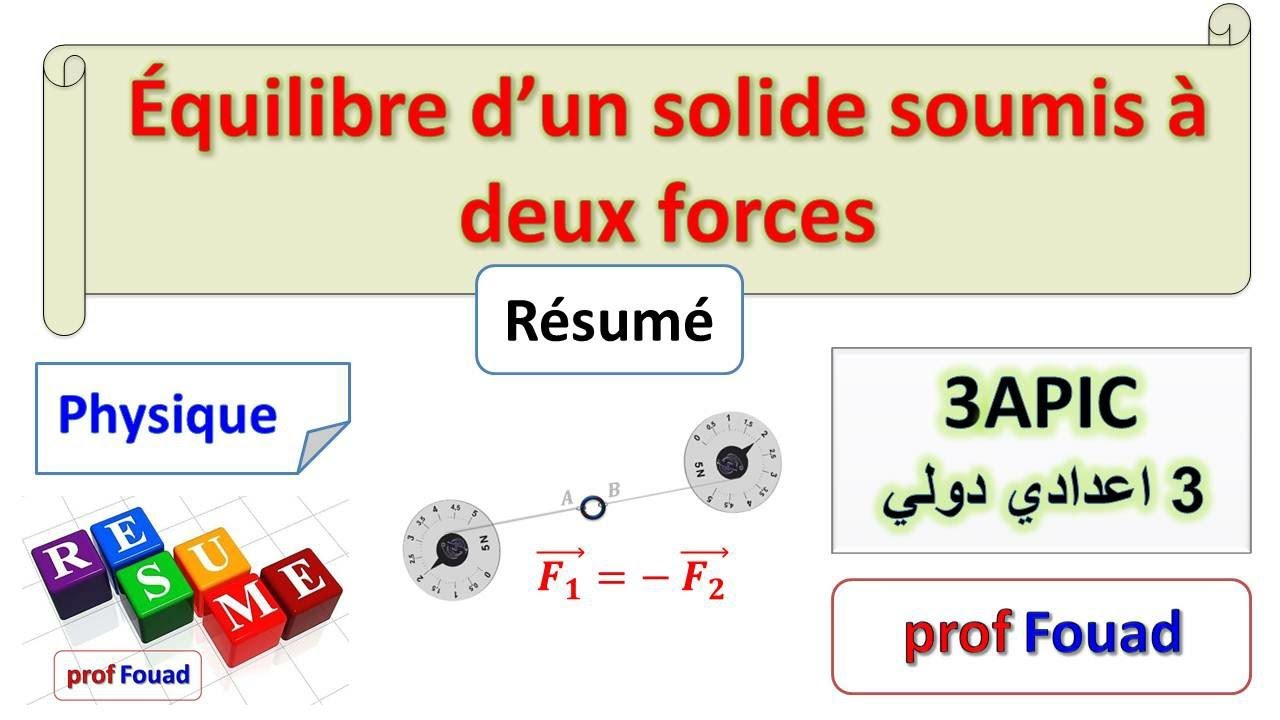 équilibre d'un solide soumis à deux forces 3 année collège