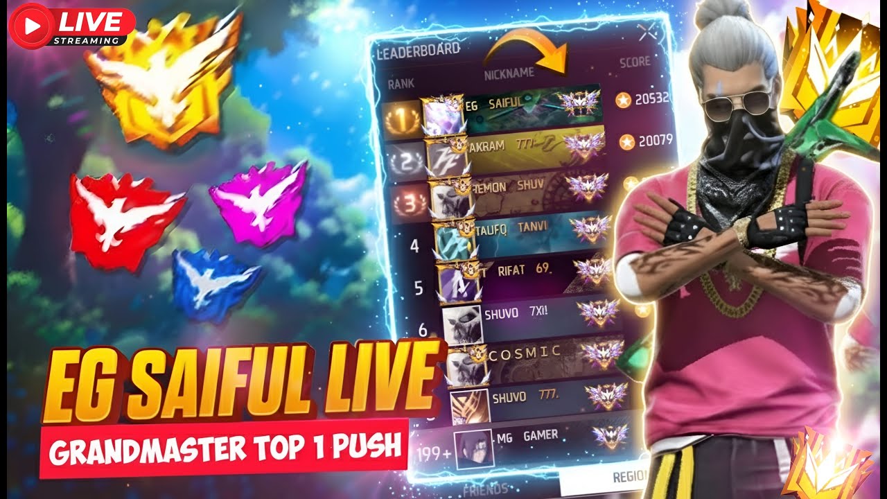 Free Fire LIVE With EG Saiful | Rank Push, Funny Moments & Epic Fights 🎯