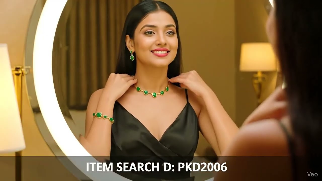 Oval Green Crystal Pendant Necklace Set With Bracelet