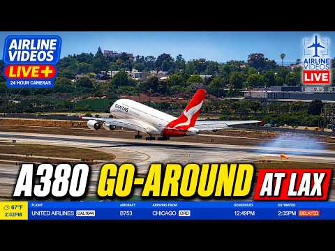 WATCH: Qantas A380 GO-AROUND at LAX After Unstable Final Approach