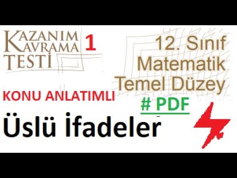 Üslü İfadeler | 12. Sınıf Temel Düzey MEB Kazanım testi 1 | pdf | TYT | YKS | ALES | KPSS | DGS