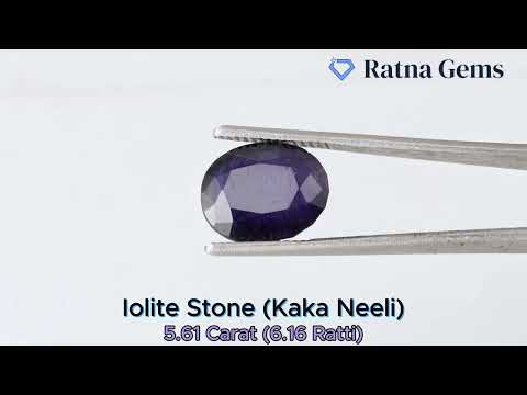 Product Video for: Iolite Stone (Kaka Neeli Stone) 5.61 Carat (6.16 Ratti) Oval Mix Cut - Certified Natural
