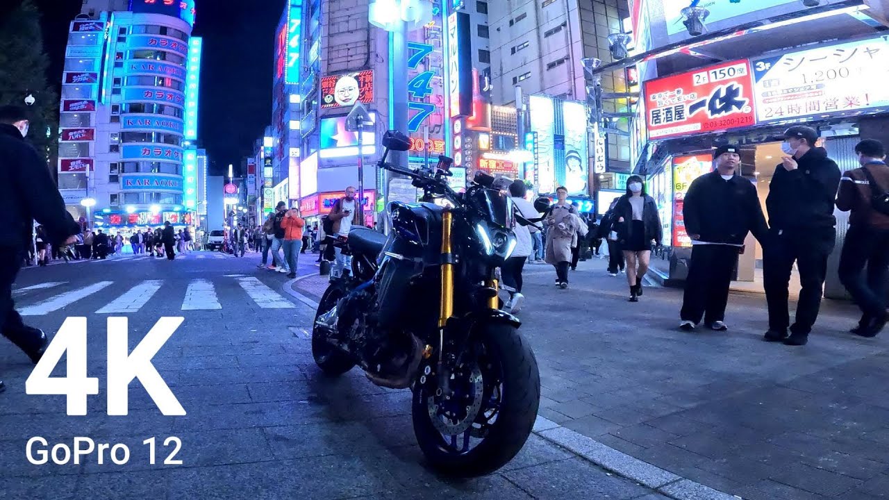 [4K] Yamaha MT09 | Cyberpunk City | Solo Camp