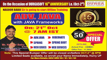 ADV. JAVA with JAVA Frameworks Offline Training @ DURGASOFT