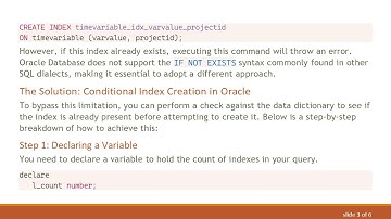 How to Create an Index in Oracle Database Only If It Doesn