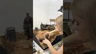 Building a Realistic WWII Military Diorama | Roadside Checkpoint Scene USA Army 🪖#diorama #shorts