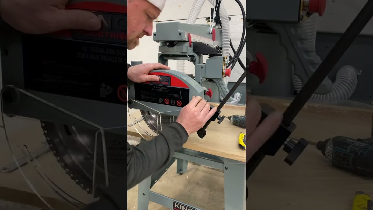 Installing the blade on a King Canada Radial Arm Saw (model KC12RAS