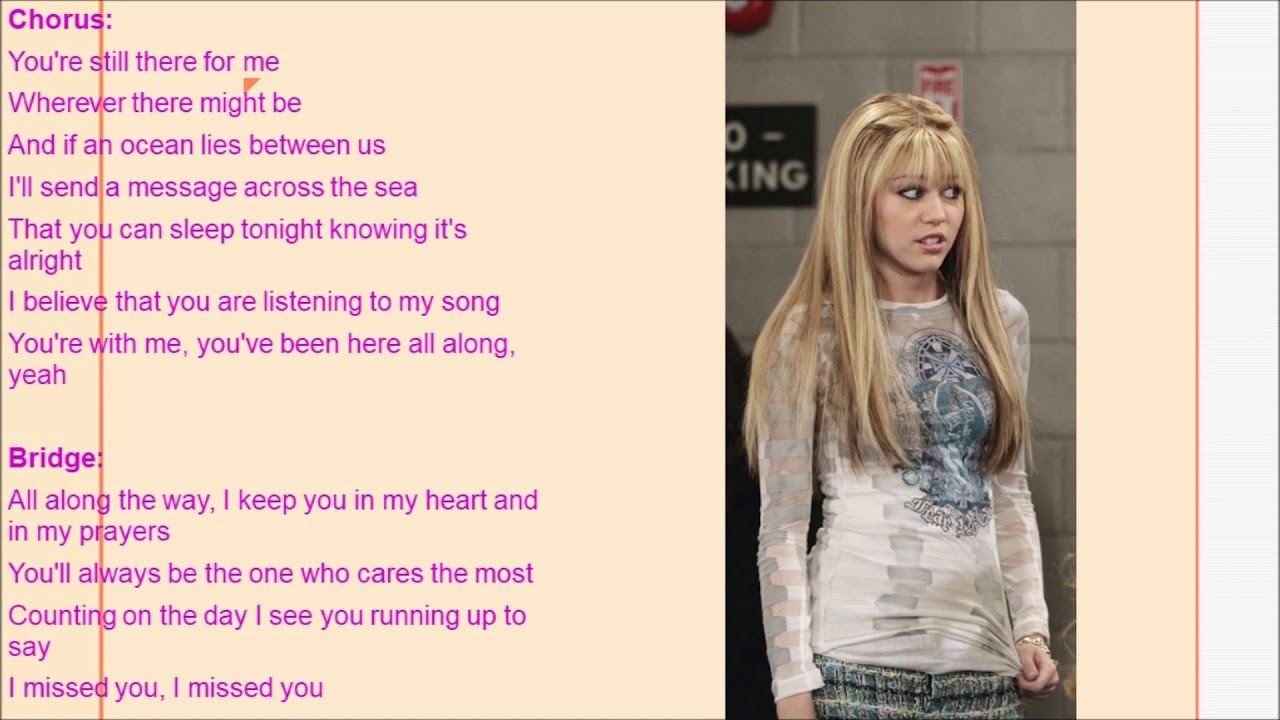 Been Here All Along Hannah Montana Lyrics YouTube