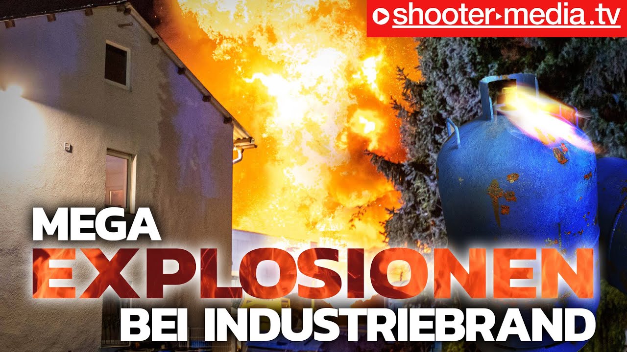 🔥 💥  Heftige Explosionen & Flammen beim Brand im Gewerbebetrieb  💥 🔥 | Großeinsatz Feuerwehr