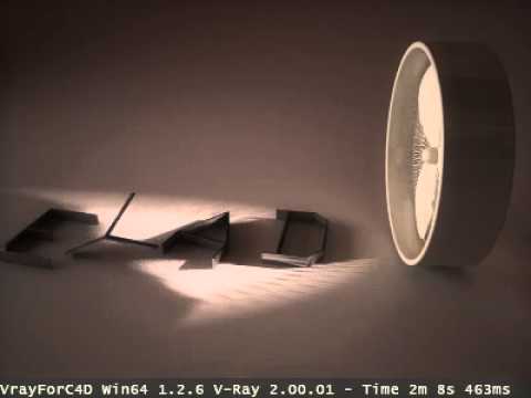 cinema 4D VRay , Wind + Motor + Rigid Body  - TEST!