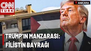 İşte Trumpın Konaklayacağı Otelin Karşısındaki Manzara Trump Otelde Filistin Bayrağı Görecek