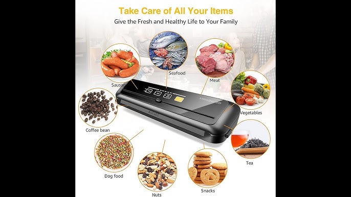 MegaWise Vacuum Sealer Machine, 80kPa Suction Power, Bags and Cutter  Included, Compact One-Touch Automatic Food Sealer with External Vacuum  System