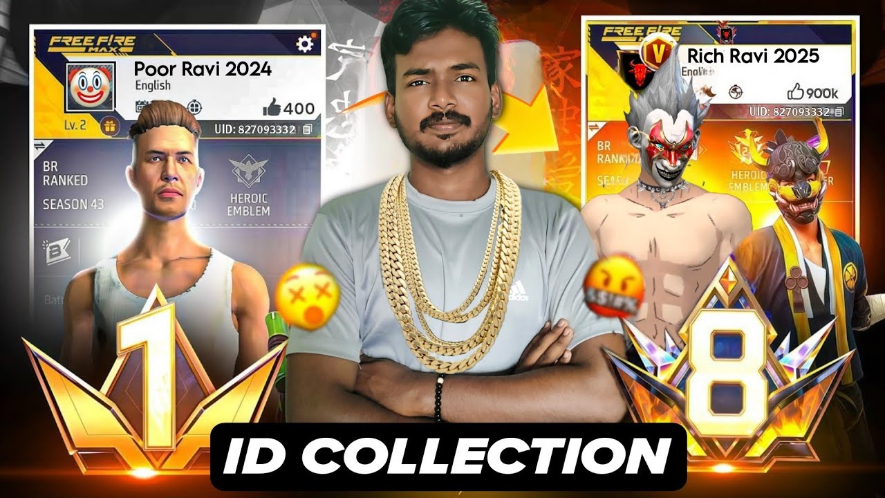 MATTU RAVI🔥 2024 VS 2025 ID COLLECTION💥 POOR TO 5 LAKS RICH ID😍 FREE FIRE MAX TAMIL || மாட்டு RAVI