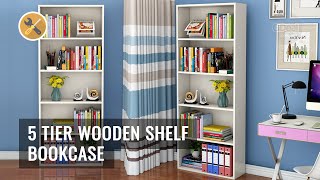 5-tier Wooden Shelf Bookcase | Installation Guide