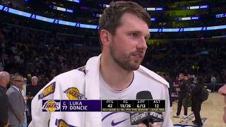 Luka Doncic talks after he drops 42 Pts, 12 Ast help Lakers beat Cavaliers 127-113