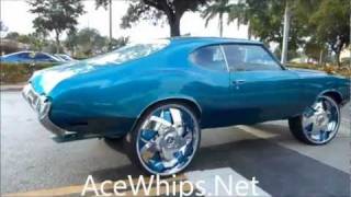 Acewhips- 72 Teal Oldsmobile Cutl On 28 Dub Wu Floaters Lifted By Arctic Customs