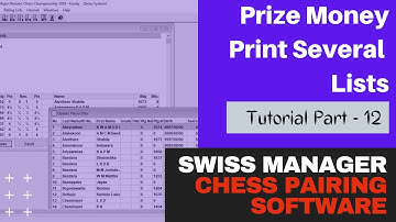 Prize Money/Print Several Lists - Swiss Manager Chess Pairing Software