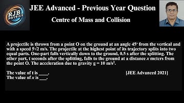 A projectile is thrown from a point O on the ground at an angle 45∘ from the vertical and with a spe