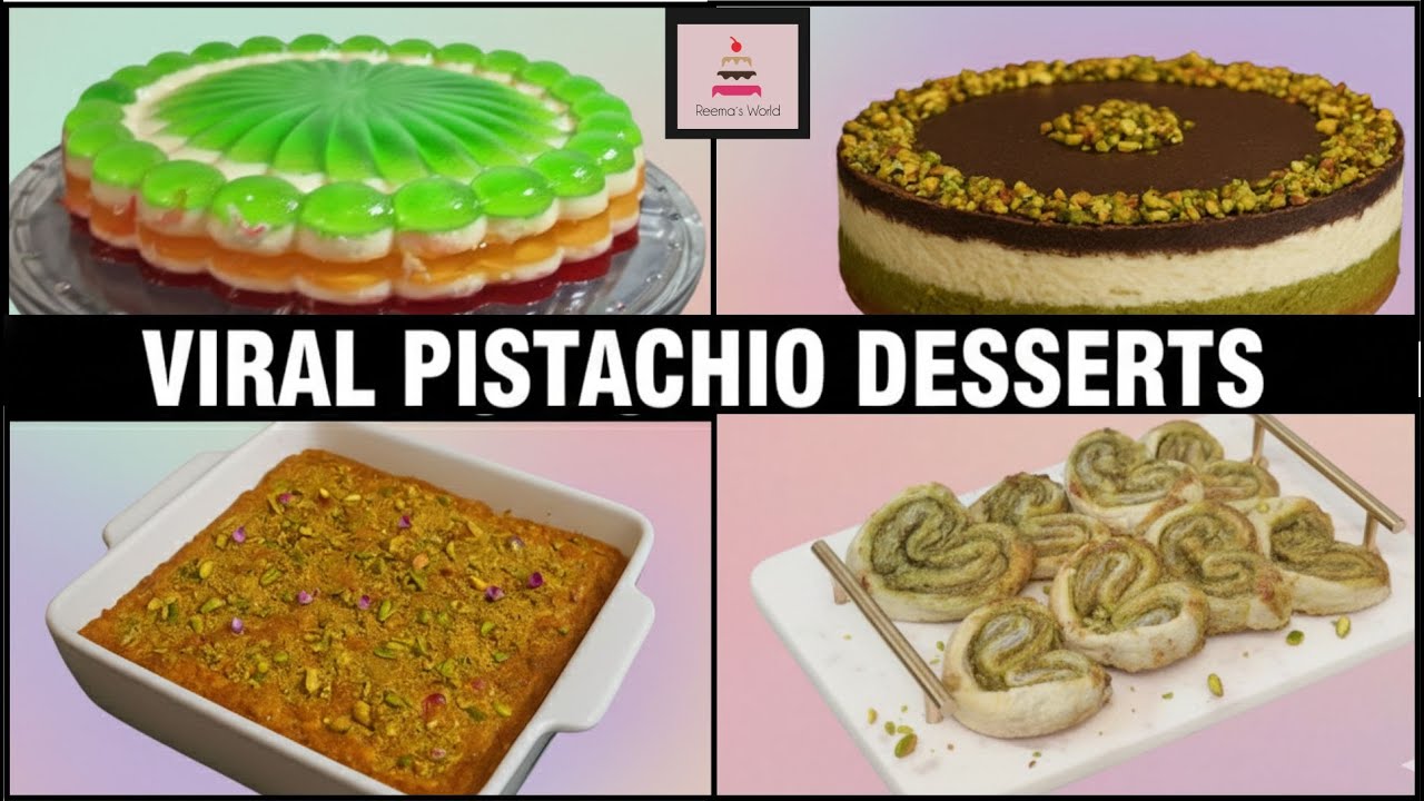Viral Pistachio Desserts | Puff Pastry Hearts , Kunafa Cheesecake , Baklava Cake & Pudding Cake